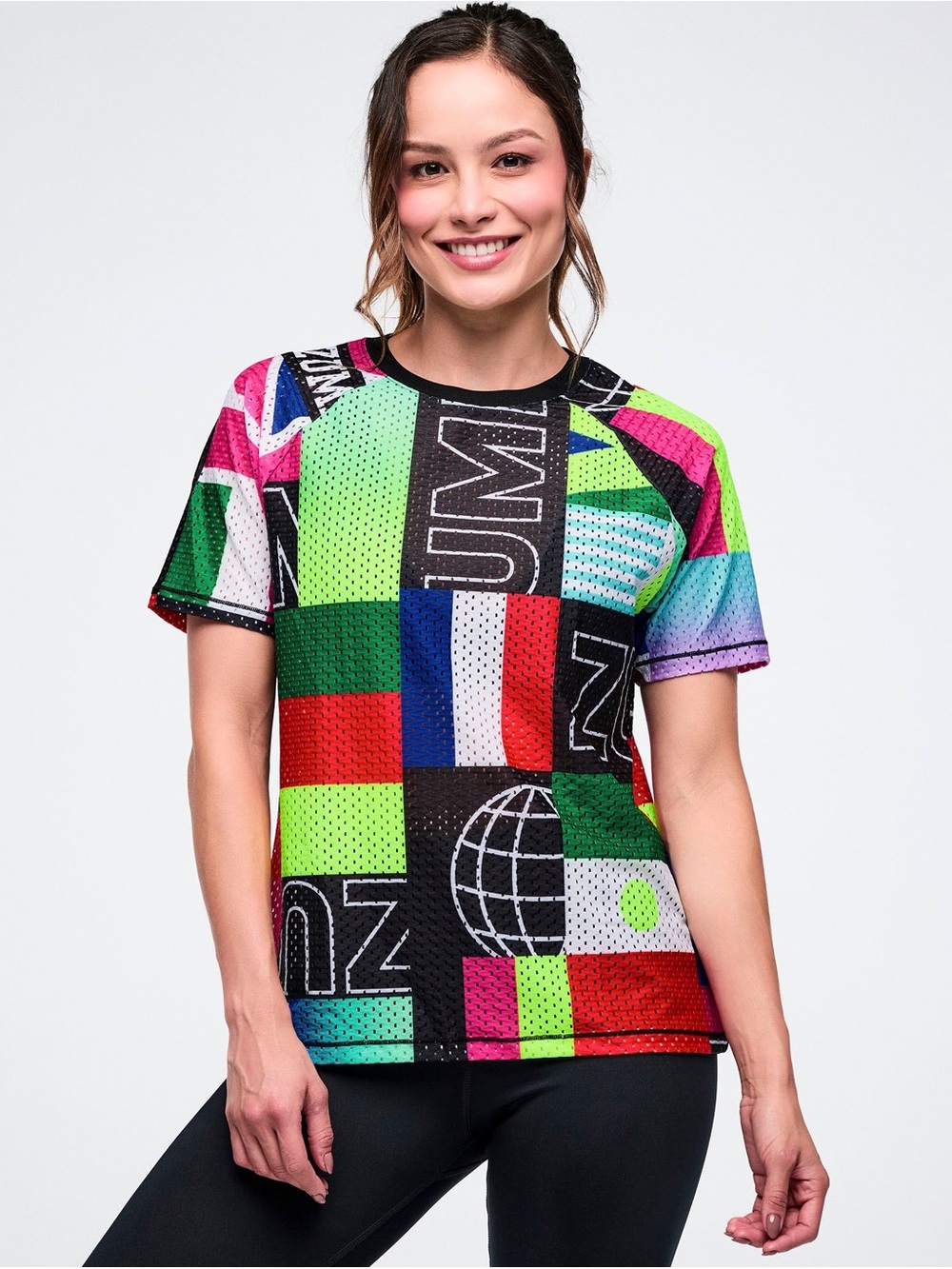 Zumba Colorblock Graphic Mesh Tee - Multicolor